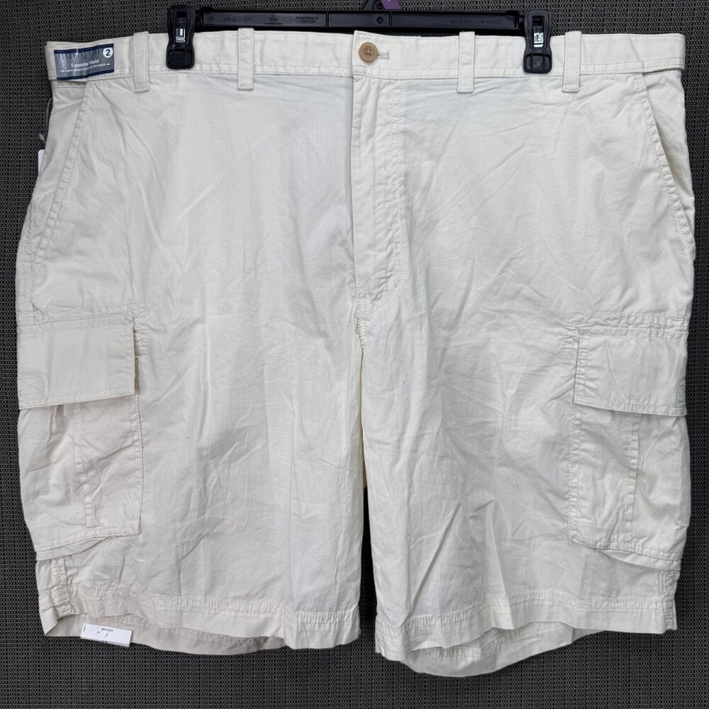Izod Saltwater Seaport Poplin Men's  Cargo Shorts Relaxed Fit Extender Waist